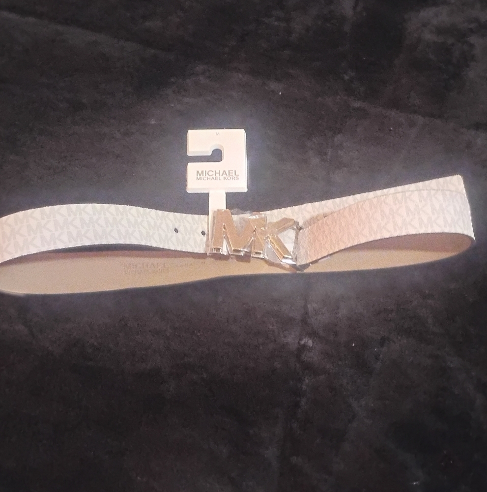 Michael Kors Cream Belt with MK Logo